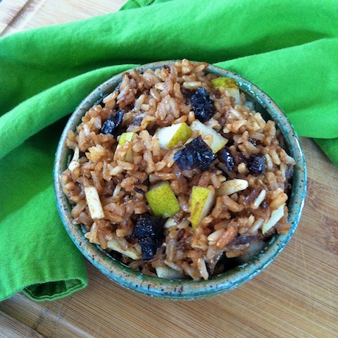 Breakfast Rice Bowl with Dried Plums, Pears & Almonds