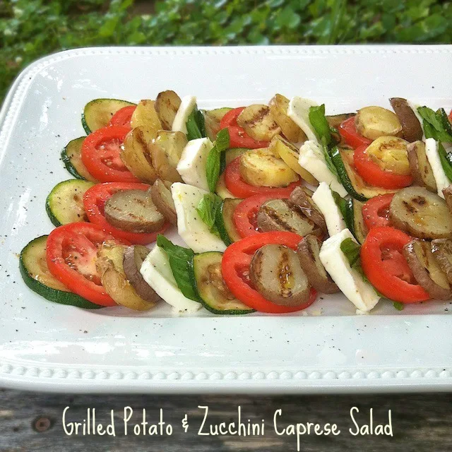 Grilled Potato Zucchini Caprese Salad | Teaspoonofspice.com