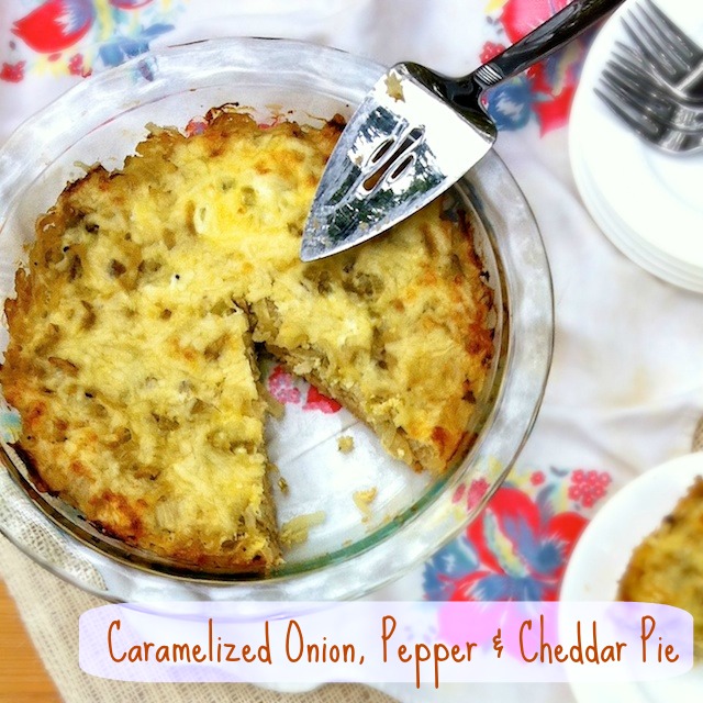 Caramelized Onion, Pepper & Cheddar Pie | TeaspoonofSpice.com