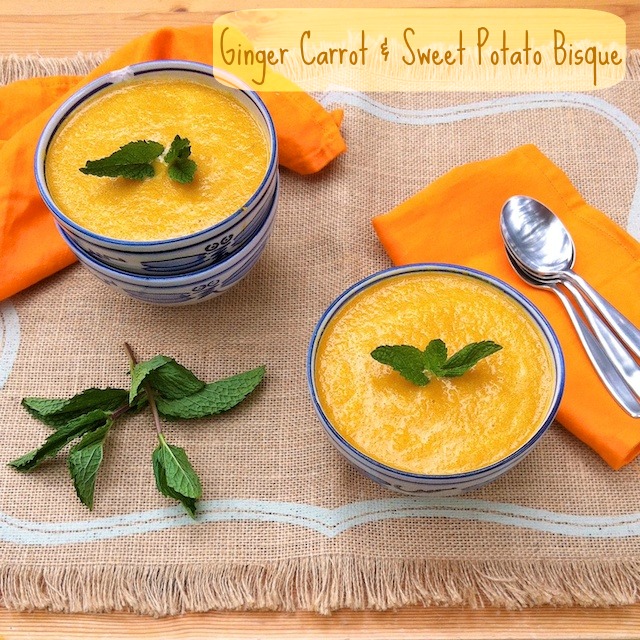 Ginger Carrot & Sweet Potato Bisque | Teaspoonofspice.com