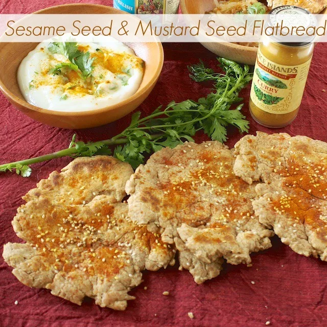 Flatbread with Sesame Seeds & Mustard Seeds | Teaspoonofspice.com
