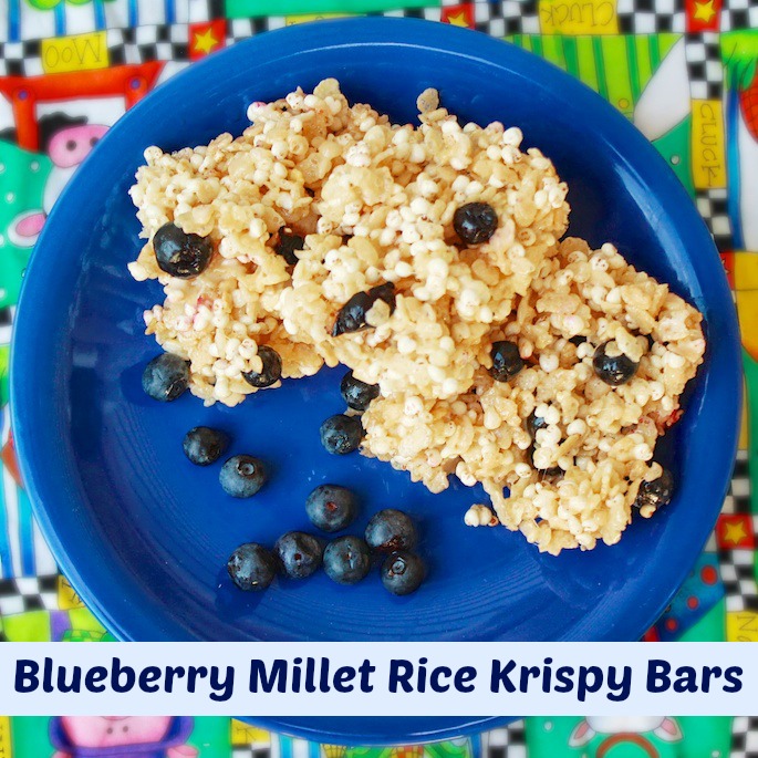 Blueberry Millet Rice Krispy Bars | Teaspoonofspice.com