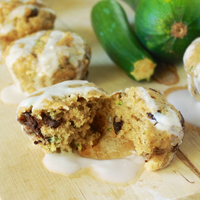 Chocolate Zucchini Muffins with Vanilla Glaze | Teaspoonofspice.com