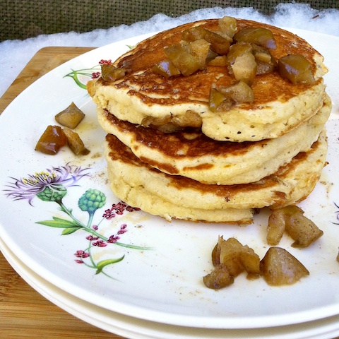 Cardamom Pear Pancakes via teaspoonofspice.com @tspbasil