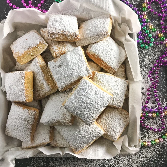 Try this healthier version of a Mardi Gras classic: Baked Beignets! Recipe at Teaspoonofspice.com