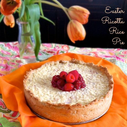 Easter Ricotta Rice Pie with Raspberry Glaze