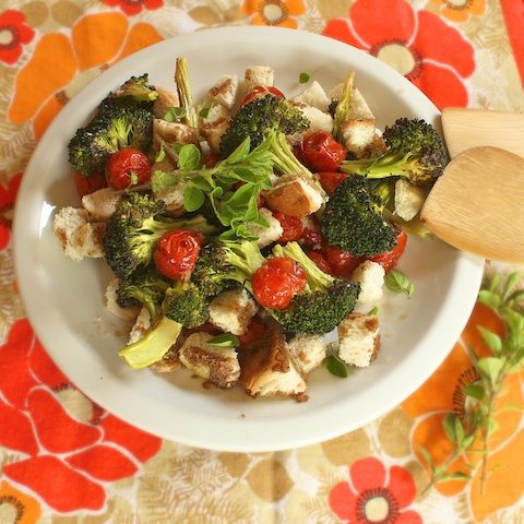 Roasted Broccoli Panzanella Salad