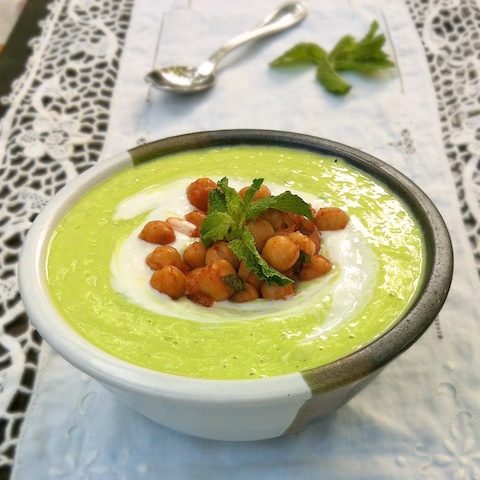 Cucumber Avocado Soup with Moroccan Chickpeas | The Recipe ReDux