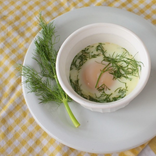 Baked Eggs with Fennel Fronds
