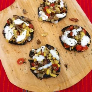 Grilled Veggie Portobello Mushroom Pizzas | Teaspoonofspice.com