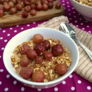 Honey Roasted Grapes with Peanut Butter Granola | Teaspoonofspice.com