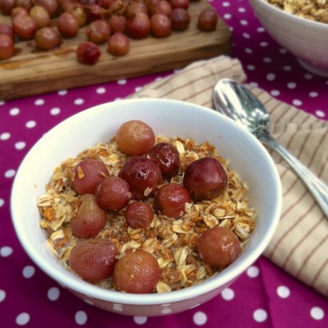 Honey Roasted Grapes with Peanut Butter Granola