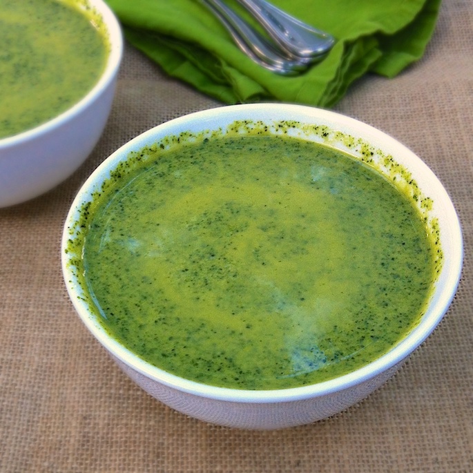 Cheesy Broccoli & Greens Soup | Teaspoonofspice.com