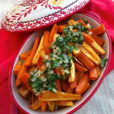 Roasted Carrots and Parsnips with Cilantro Salsa