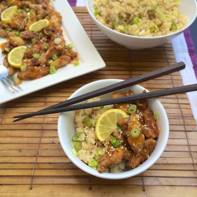 Chinese Style Baked Lemon Chicken with Sesame Brown Rice
