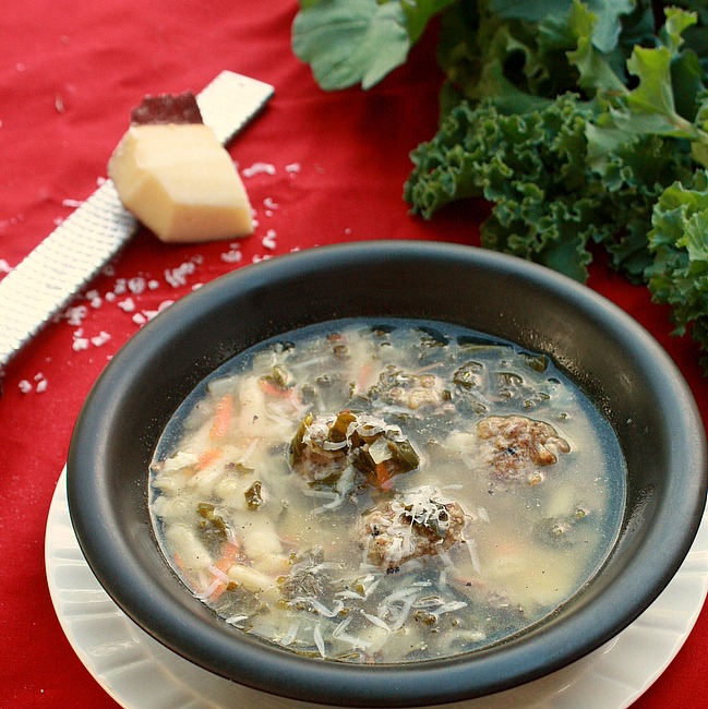 Easy way to cook protein rich meatballs in the slow cooker for Parmesan cheese rind soup />> Homemade Italian Wedding Soup with Kale | @TspCurry For more soup recipes: TeaspoonOfSpice.com