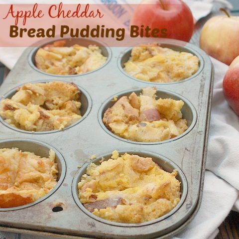 Apple Cheddar Bread Pudding Bites