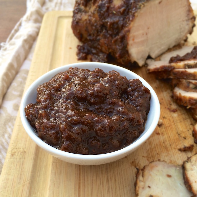 This orange raisin glaze takes 15 minutes to make and is delicious over pork, chicken, beef and any roasted vegetable.