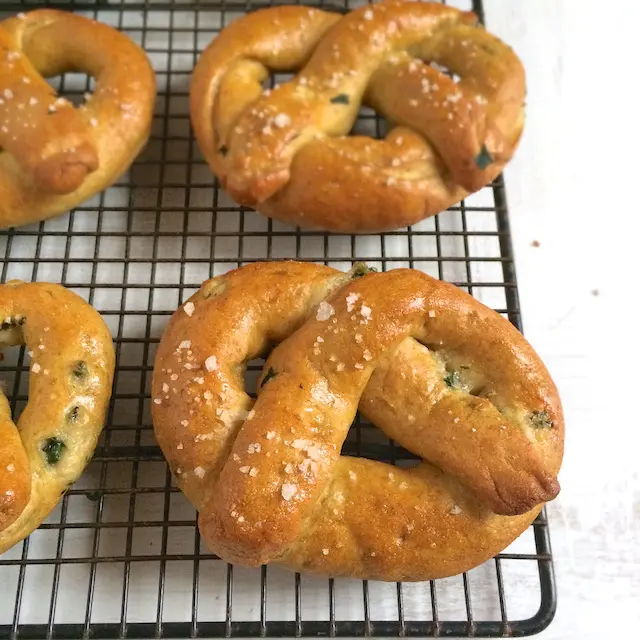 Make your own soft pretzels at home with this whole wheat, spinach & cheese stuffed recipe.
