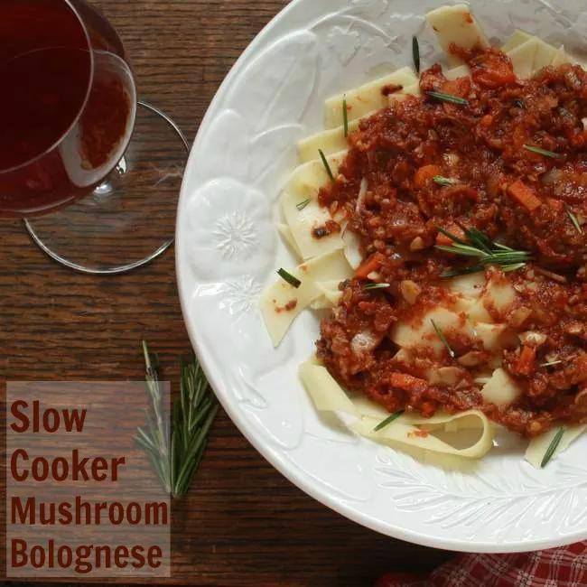 Slow Cooker Mushroom Bolognese | TeaspoonOfSpice.com