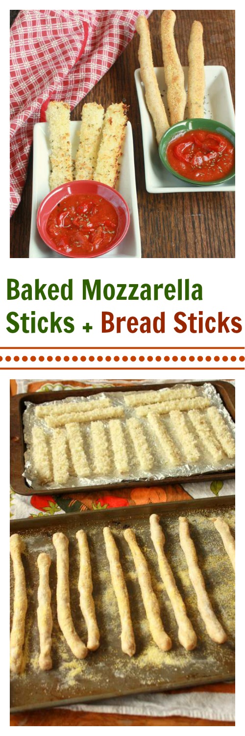 Baked Mozzarella Sticks + Bread Sticks | TeaspoonOfSpice.com