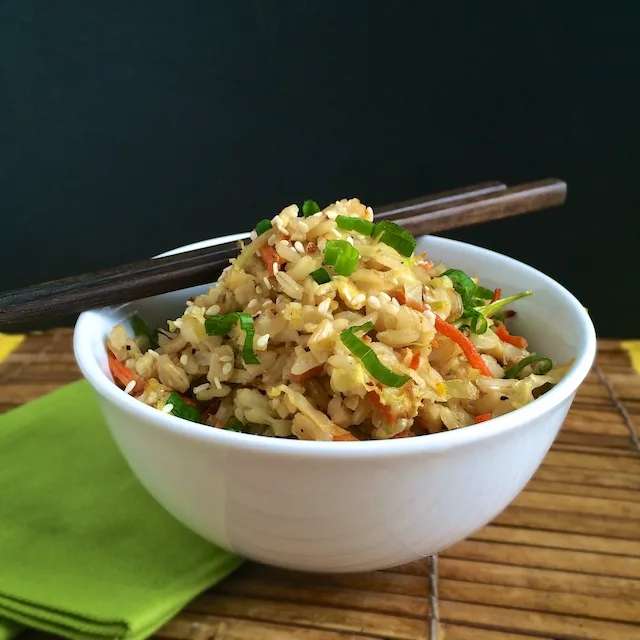 Roasted Cabbage & Carrot Fried Rice | Teaspoonofspice.com @tspbasil