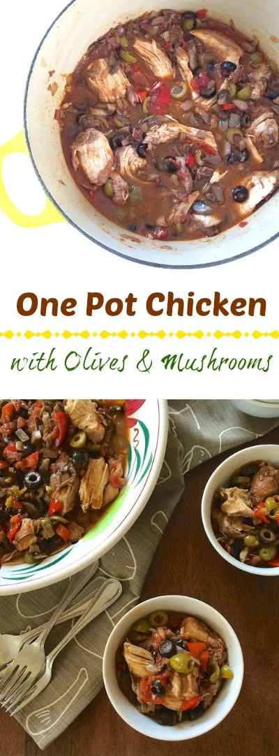 A version of Chicken Espagnole, this flavorful stovetop chicken dinner features olives, tomatoes mushrooms and smoked paprika. teaspoonofspice.com @tspbasil