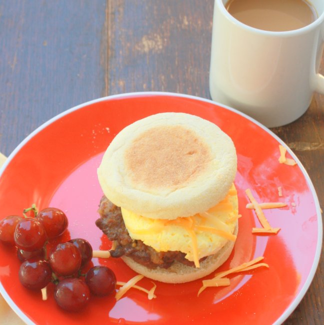 Quick Sausage, Egg and Cheese Breakfast Sandwich
