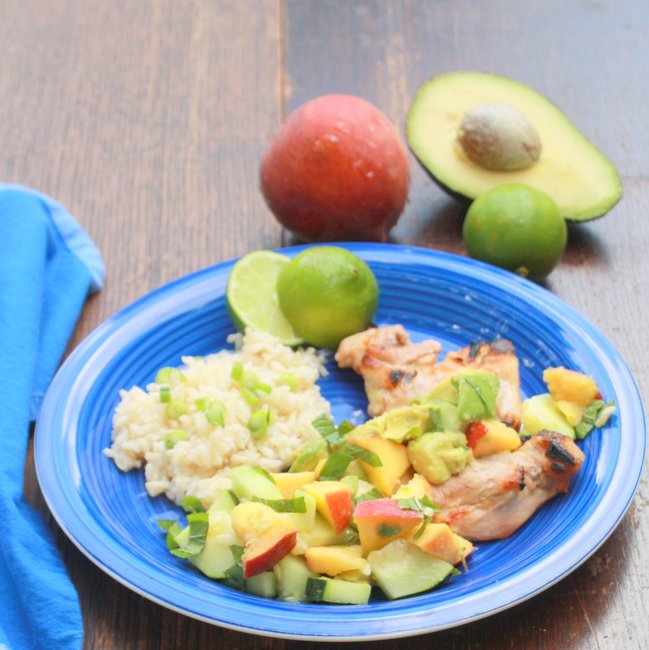 Lime Grilled Chicken with Avocado Peach Salsa