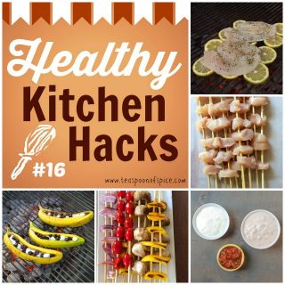 Healthy Kitchen Hacks #16: Grill Fish on Lemons, Smarter Ways to Make Kabobs, Easy Salsa Yogurt Marinade, Grilled Banana S'mores | Teaspoonofspice.com @tspbasil