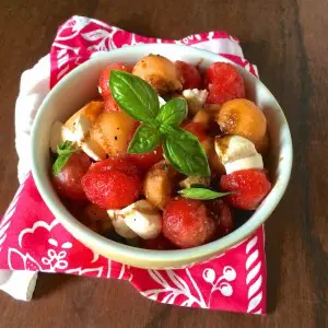 Melon Caprese Salad | Teaspoonofspice.com @tspbasil