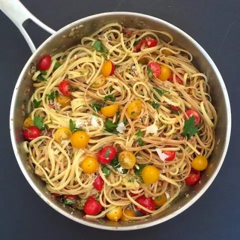 Spaghetti Carbonara with Tomatoes