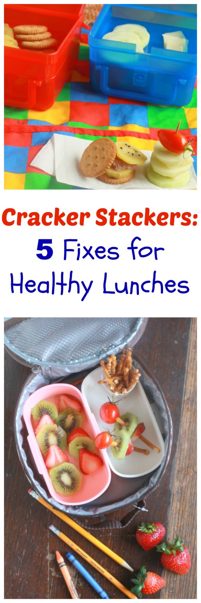 5 Fixes for Healthy Lunches : Cracker Stackers | TeaspoonOfSpice.com #kids