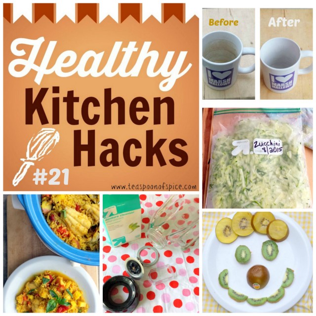 #HealthyKitchenHacks - How to clean coffee tea stains on mugs, How to freeze zucchini, Can you eat kiwi skin, How to Safely Clean a Blender, How to cook fish in slow cooker