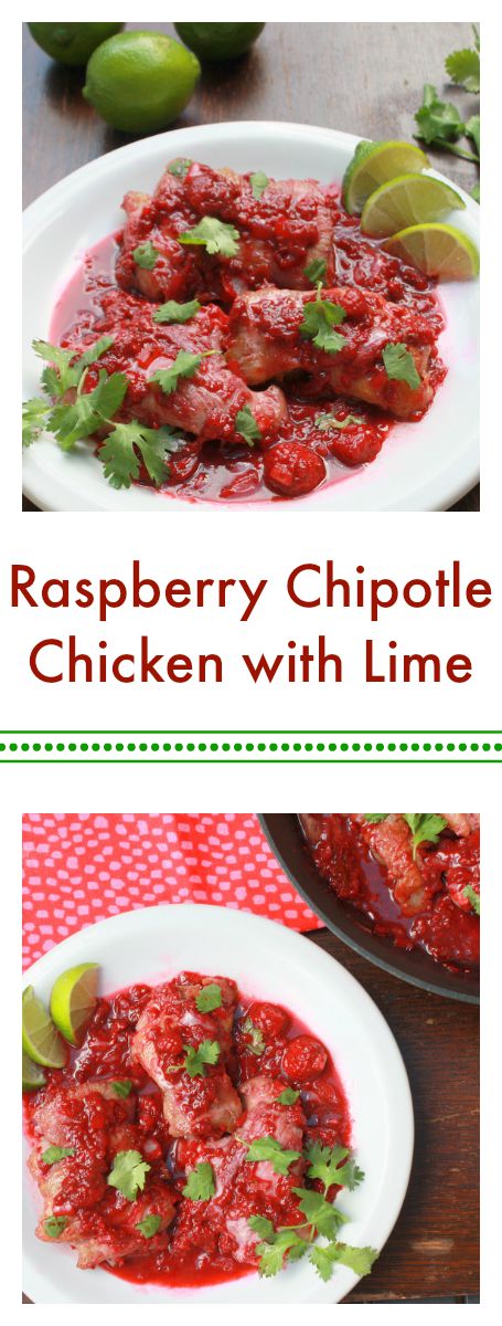 Raspberries are bold enough to stand up to these flavors: Sweet, spicy, with a hit of tart citrus: Raspberry Chipotle Chicken with Lime - @tspcurry