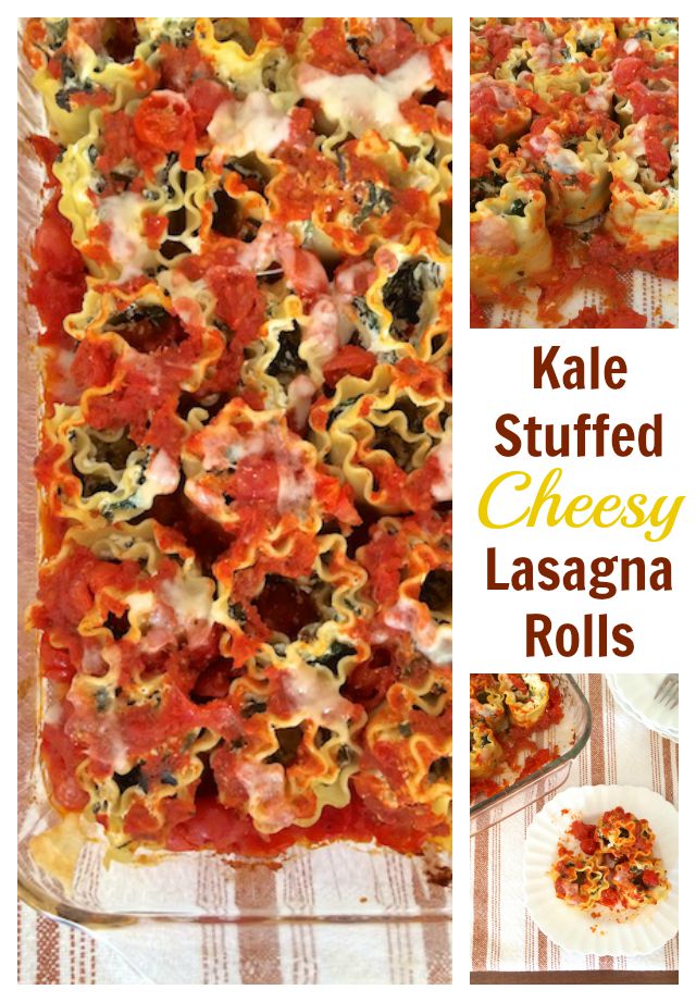 Delicious twist on your traditional lasagna - stuff with kale, ricotta, mozzarella and Parmesan then roll instead of layer! Great freezer meal, too. @tspbasil