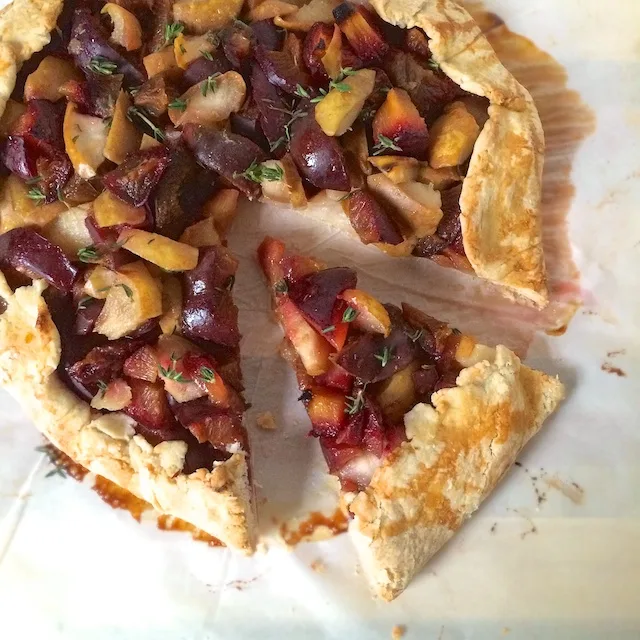 Easiest way to make pie - make a crostata! This free form pear and plum tart is a no fuss fall dessert @tspbasil