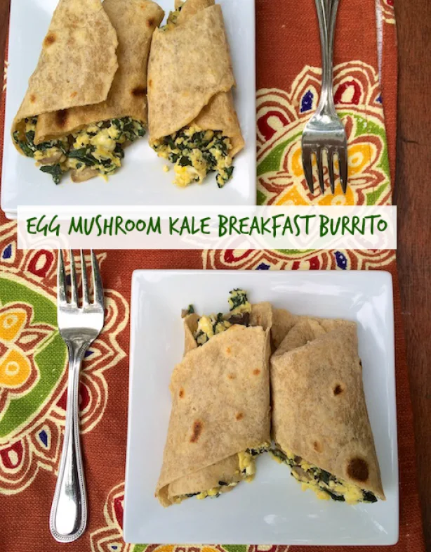 27 Delicious Ways To Enjoy Leafy Greens - like this Egg Mushroom Kale Breakfast Burrito @tspbasil