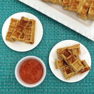 Your favorite breakfast and dinner flavors combined in a healthy snack: Pizza Waffle Sticks for #EatHealthy16