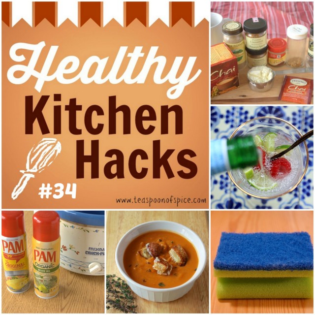 Healthy Kitchen Hacks: DIY Chai Latte Mix * Magical Way to Get Kids to Eat Soup * Sponges vs Dishrags * Product we love: Pam cooking spray * DIY Sparkling Water Bar | @tspcurry