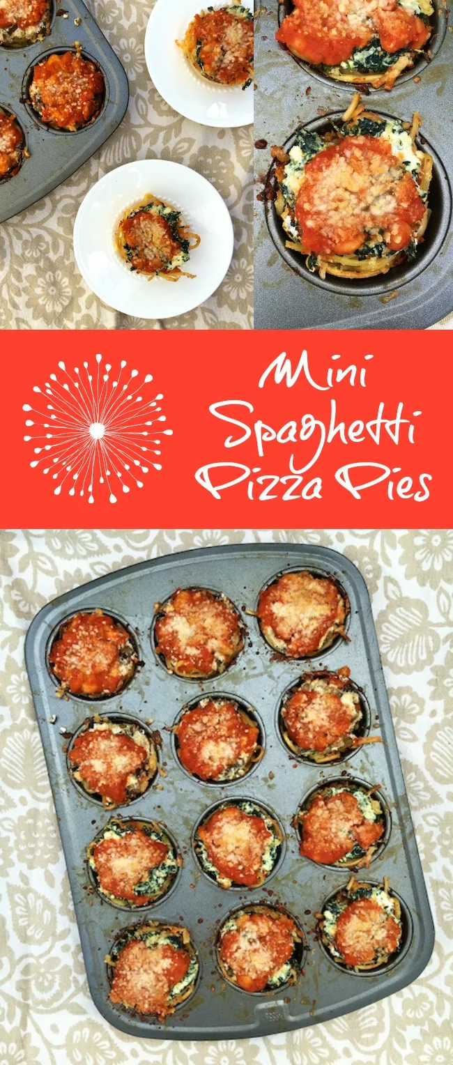 Use your muffin pan to make these mini veggie loaded spaghetti pies - sure to be a new kid and family favorite! @tspbasil