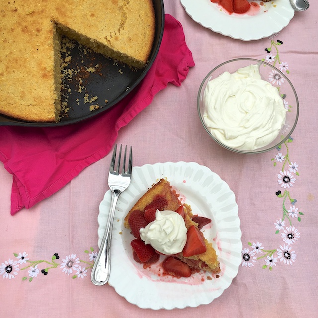 A citrus and cornmeal twist to a classic dessert: Strawberry Lemon Cornbread Shortcakes @tspbasil