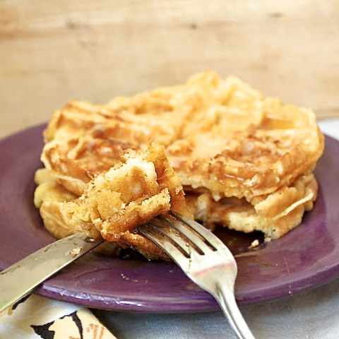 Make a batch of these Potato Cheddar Waffles and freeze. On busy mornings, toast, spread with nut butter, cut in half and make a on-the-go sandwich.