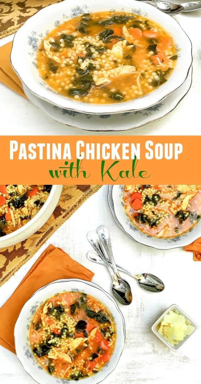 Healthy Italian-American comfort food made easy: chicken soup with pastina and greens.