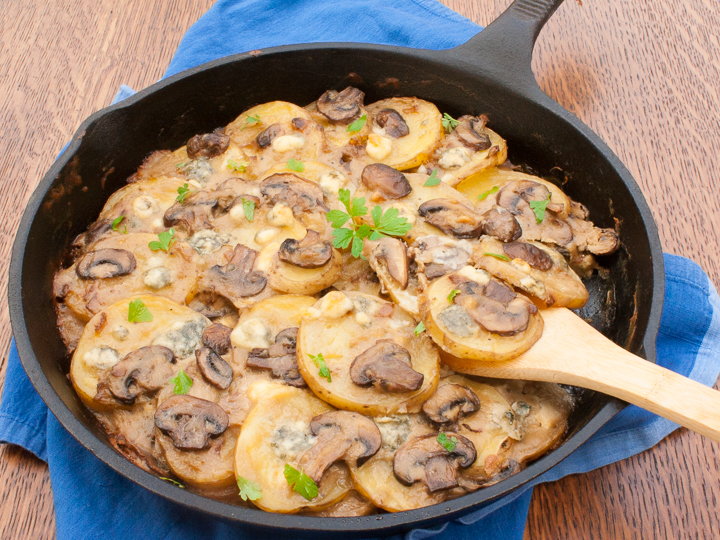 Scalloped Potatoes with Blue Cheese and Mushrooms