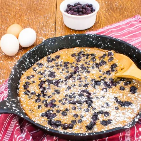 Puffy Gingerbread Oven Pancake with Wild Blueberries