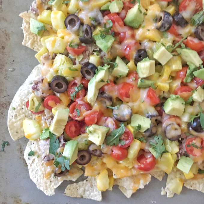 Nachos for breakfast? This dietitian says yes if they're packed with beans and veggies! Summer Squash Nachos recipes at Teaspoonofspice.com