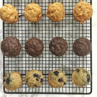 [sponsored] Use this recipe formula to make better-for-you mini muffins with all different types of fruit, veggies and nut butters! Recipe at Teaspoonofspice.com