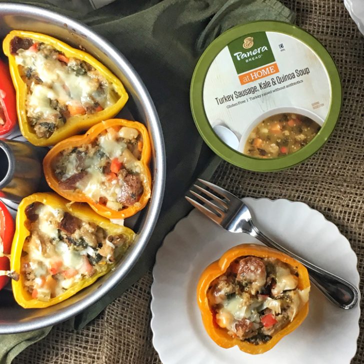 Turkey Sausage, Kale and Quinoa Stuffed Peppers