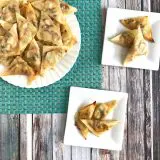 Enjoy the flavors Philly chicken cheesesteaks loaded with veggies in wonton wrappers - the perfect appetizers for football game day! Recipe at Teaspoonofspice.com
